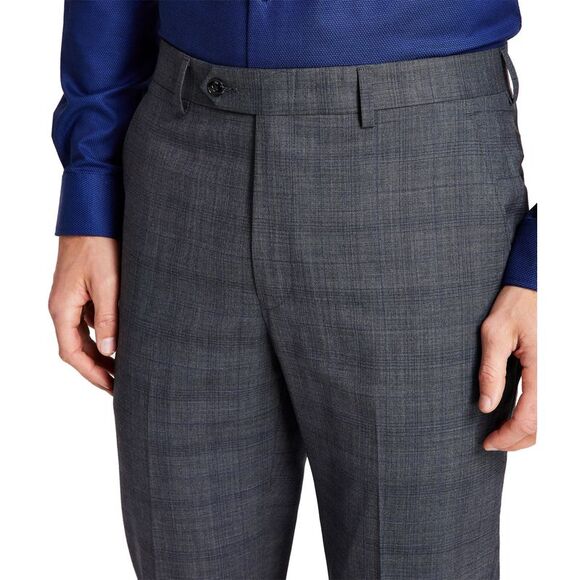 Michael Kors Mens Plaid Classic Fit Wool Plaid Dress Pants 32W x 34L Grey/Blue - Picture 2 of 3